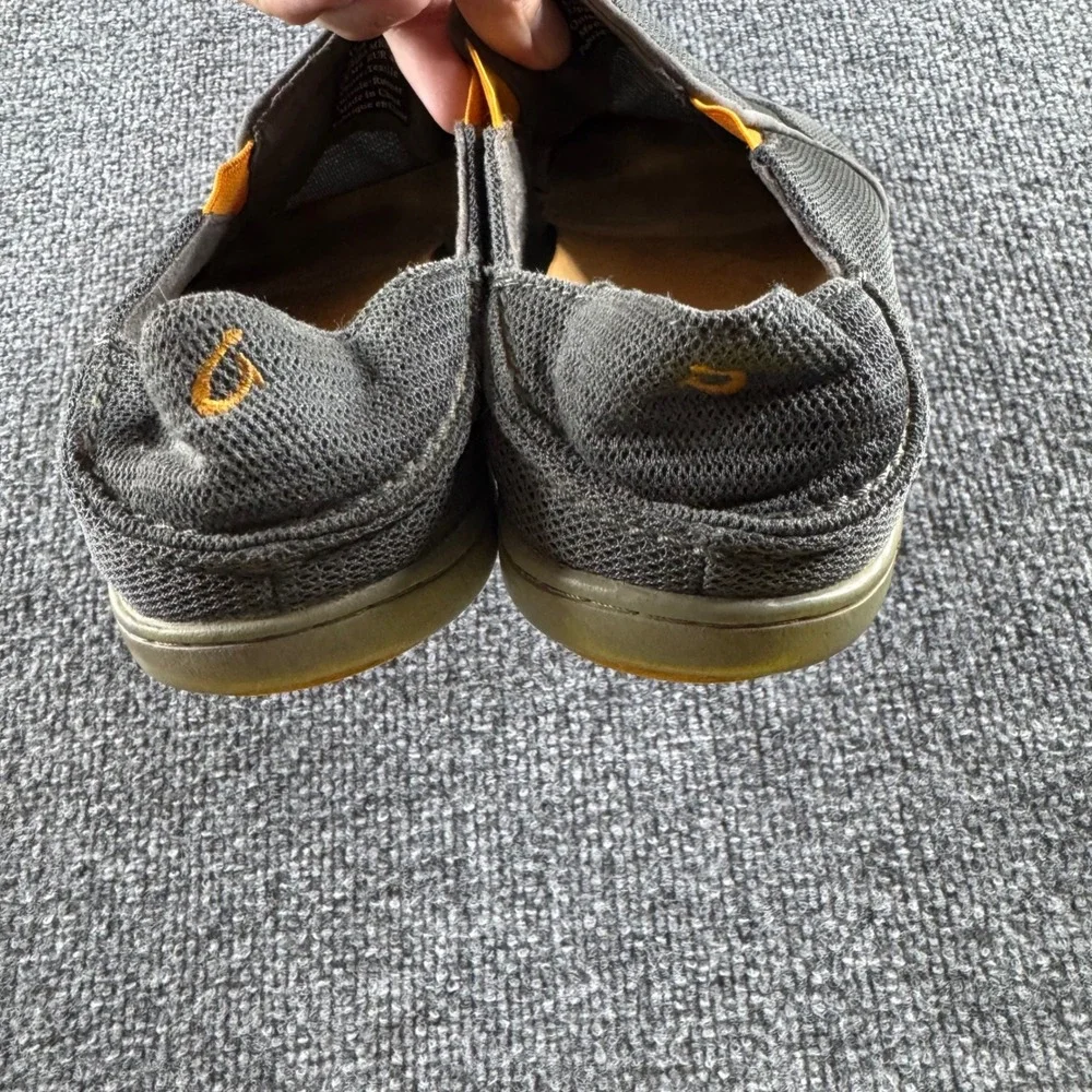 OluKai Nohea Mesh Grey Orange Slip On Shoes Mens 9 Drop-In Heel 10188-4242
